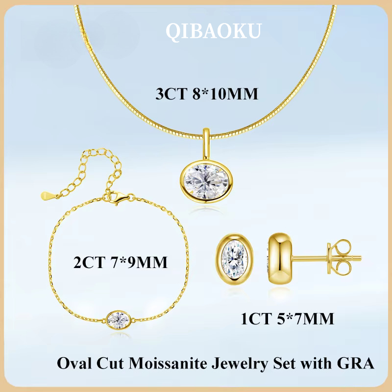 Bezels Set Pendant - Collar con colgante de moissanita ovalada