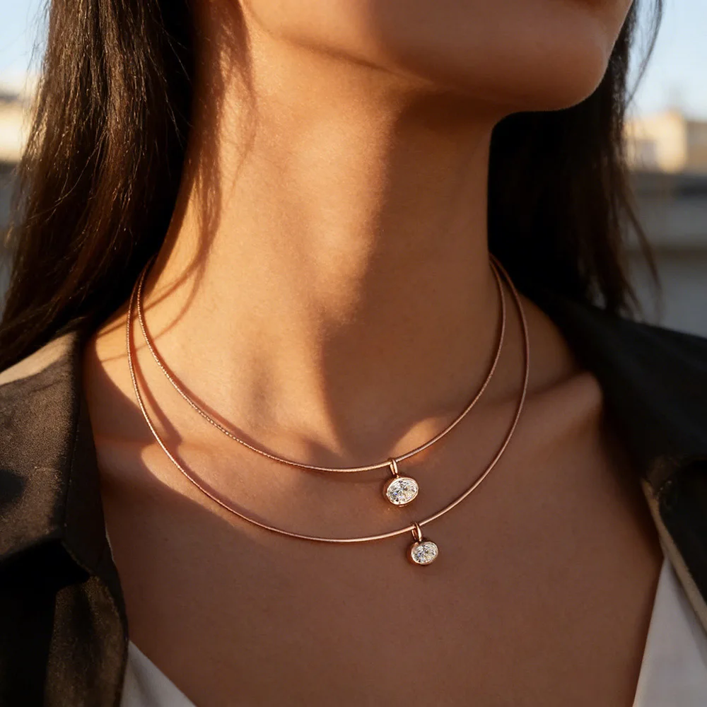 Collar con colgante de moissan - Bezels Set Pendant reseña y precio